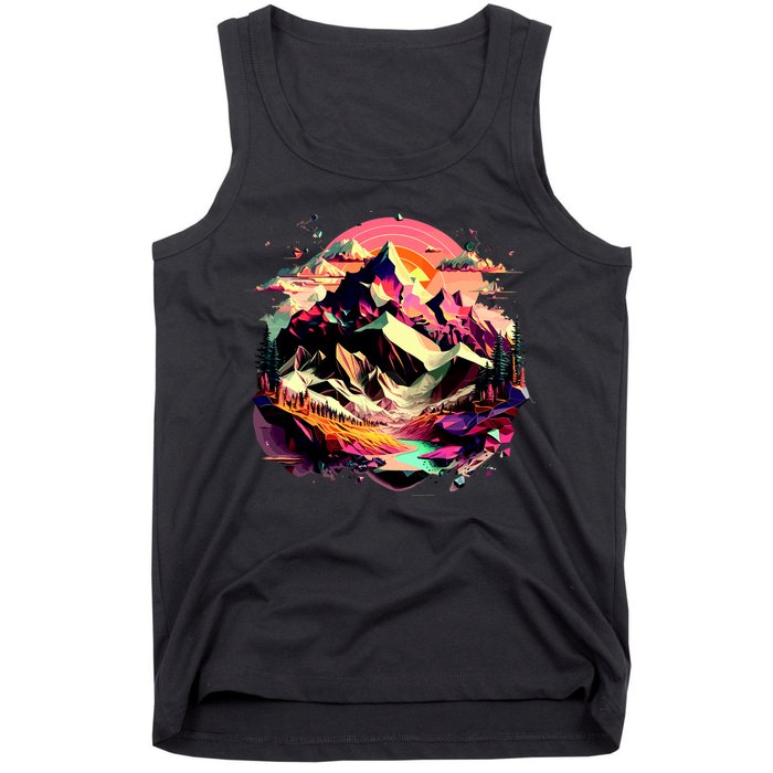 Abstract Swiss Mountains With Wild Nature Tank Top