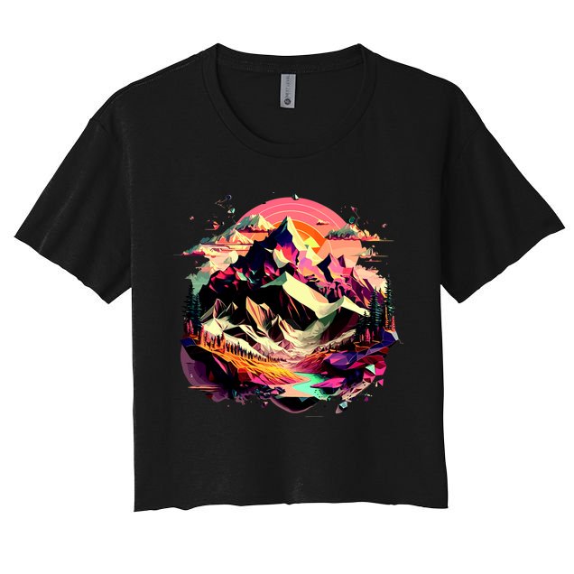 Abstract Swiss Mountains With Wild Nature Crop Top