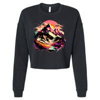 Abstract Swiss Mountains With Wild Nature Cropped Pullover Crew