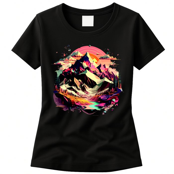 Abstract Swiss Mountains With Wild Nature Womens T-Shirt