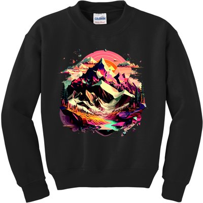 Abstract Swiss Mountains With Wild Nature Kids Sweatshirt