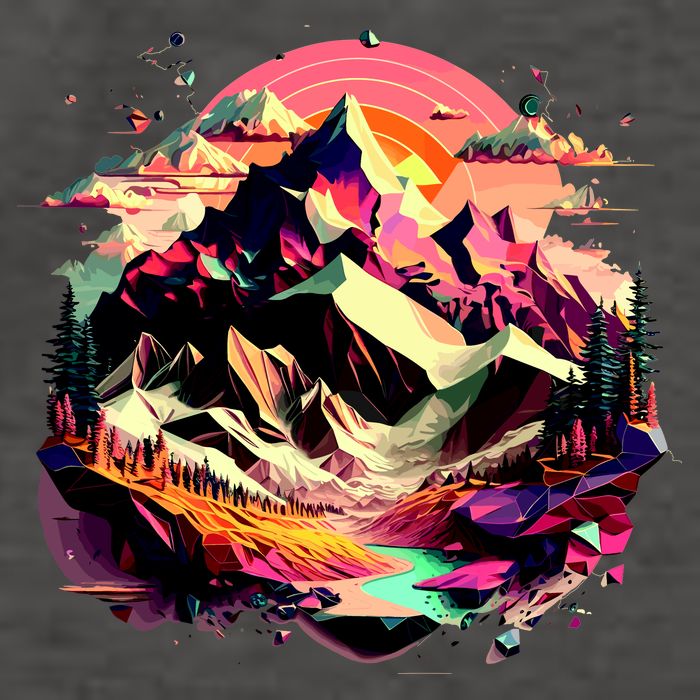 Abstract Swiss Mountains With Wild Nature Vector Backpack