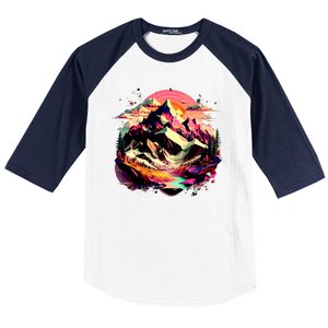 Abstract Swiss Mountains With Wild Nature Baseball Sleeve Shirt