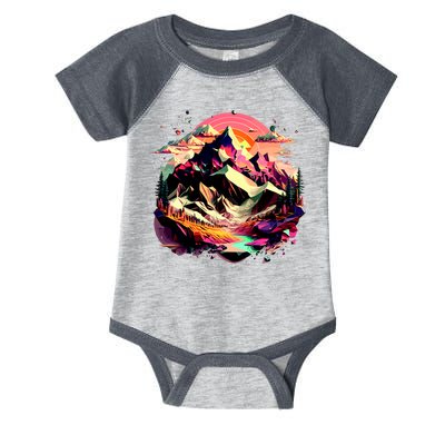 Abstract Swiss Mountains With Wild Nature Infant Baby Jersey Bodysuit