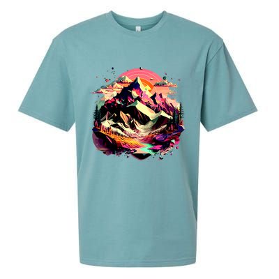 Abstract Swiss Mountains With Wild Nature Sueded Cloud Jersey T-Shirt