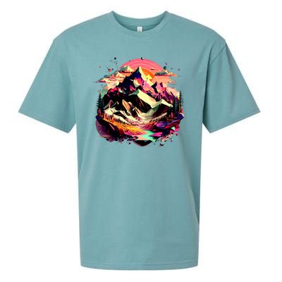 Abstract Swiss Mountains With Wild Nature Sueded Cloud Jersey T-Shirt