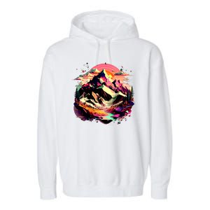 Abstract Swiss Mountains With Wild Nature Garment-Dyed Fleece Hoodie