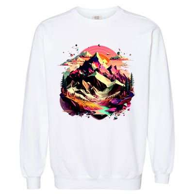 Abstract Swiss Mountains With Wild Nature Garment-Dyed Sweatshirt