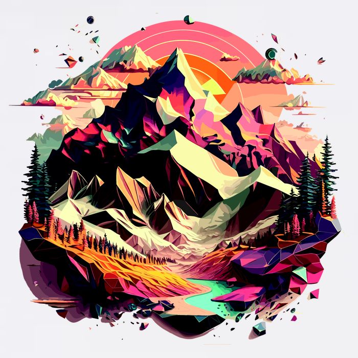 Abstract Swiss Mountains With Wild Nature Garment-Dyed Sweatshirt