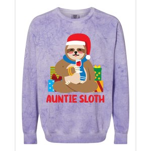 Auntie Sloth Matching Family Pajama Pj Christmas Gift Colorblast Crewneck Sweatshirt