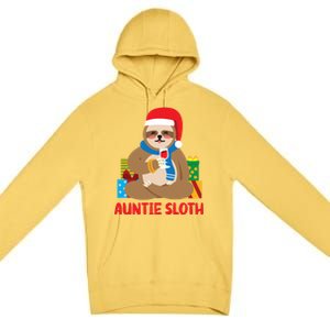 Auntie Sloth Matching Family Pajama Pj Christmas Gift Premium Pullover Hoodie