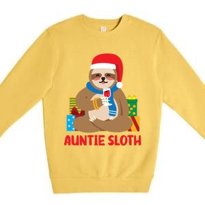 Auntie Sloth Matching Family Pajama Pj Christmas Gift Premium Crewneck Sweatshirt