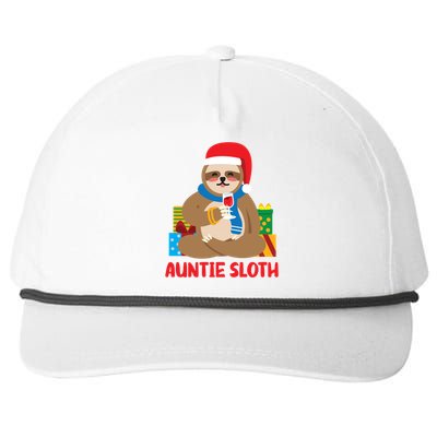 Auntie Sloth Matching Family Pajama Pj Christmas Gift Snapback Five-Panel Rope Hat