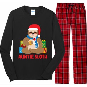 Auntie Sloth Matching Family Pajama Pj Christmas Gift Long Sleeve Pajama Set