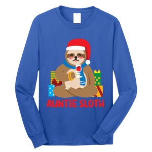 Auntie Sloth Matching Family Pajama Pj Christmas Gift Long Sleeve Shirt