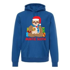 Auntie Sloth Matching Family Pajama Pj Christmas Gift Premium Hoodie