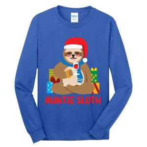 Auntie Sloth Matching Family Pajama Pj Christmas Gift Tall Long Sleeve T-Shirt