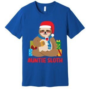 Auntie Sloth Matching Family Pajama Pj Christmas Gift Premium T-Shirt