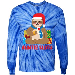 Auntie Sloth Matching Family Pajama Pj Christmas Gift Tie-Dye Long Sleeve Shirt