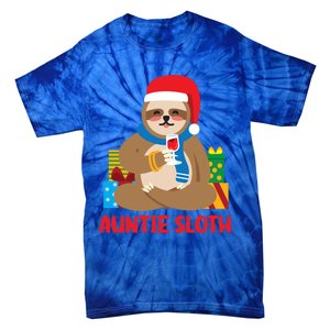 Auntie Sloth Matching Family Pajama Pj Christmas Gift Tie-Dye T-Shirt