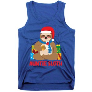 Auntie Sloth Matching Family Pajama Pj Christmas Gift Tank Top