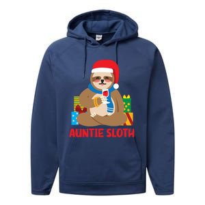 Auntie Sloth Matching Family Pajama Pj Christmas Gift Performance Fleece Hoodie