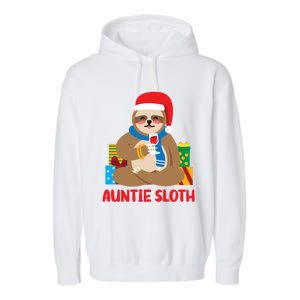 Auntie Sloth Matching Family Pajama Pj Christmas Gift Garment-Dyed Fleece Hoodie