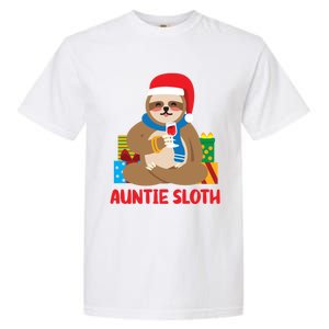 Auntie Sloth Matching Family Pajama Pj Christmas Gift Garment-Dyed Heavyweight T-Shirt