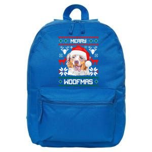 Australian Shepherd Merry Woofmas Dog Christmas Xmas Gift 16 in Basic Backpack