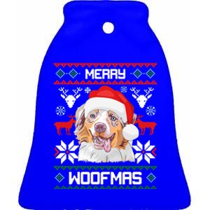 Australian Shepherd Merry Woofmas Dog Christmas Xmas Gift Ceramic Bell Ornament