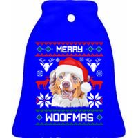 Australian Shepherd Merry Woofmas Dog Christmas Xmas Gift Ceramic Bell Ornament