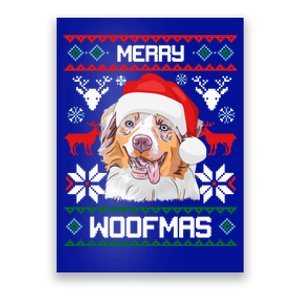 Australian Shepherd Merry Woofmas Dog Christmas Xmas Gift Poster