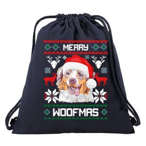 Australian Shepherd Merry Woofmas Dog Christmas Xmas Gift Drawstring Bag