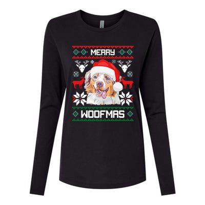 Australian Shepherd Merry Woofmas Christmas Gift Womens Cotton Relaxed Long Sleeve T-Shirt