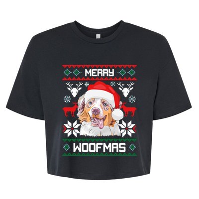 Australian Shepherd Merry Woofmas Christmas Gift Bella+Canvas Jersey Crop Tee