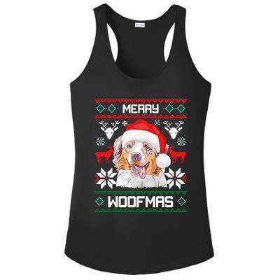 Australian Shepherd Merry Woofmas Christmas Gift Ladies PosiCharge Competitor Racerback Tank