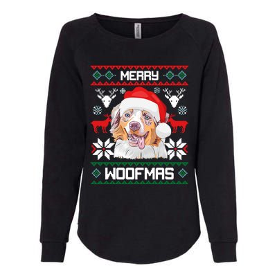 Australian Shepherd Merry Woofmas Christmas Gift Womens California Wash Sweatshirt