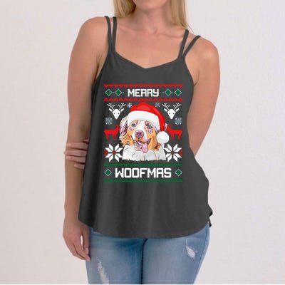 Australian Shepherd Merry Woofmas Christmas Gift Women's Strappy Tank