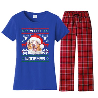 Australian Shepherd Merry Woofmas Christmas Gift Women's Flannel Pajama Set