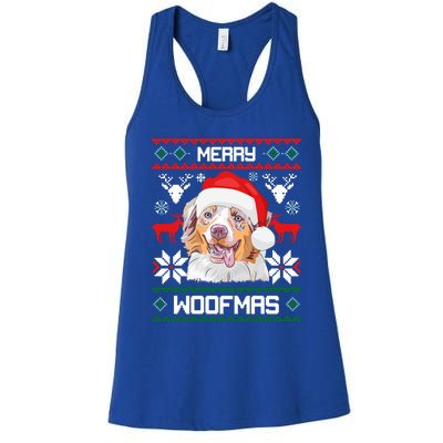 Australian Shepherd Merry Woofmas Christmas Gift Women's Racerback Tank