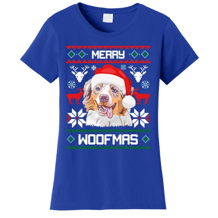 Australian Shepherd Merry Woofmas Christmas Gift Women's T-Shirt