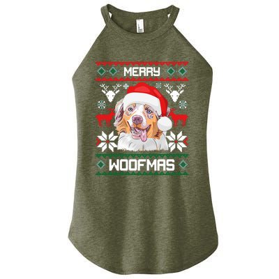 Australian Shepherd Merry Woofmas Christmas Gift Women’s Perfect Tri Rocker Tank