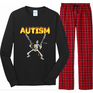 Autism Skeleton Meme Funny Gift Long Sleeve Pajama Set