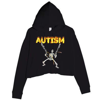 Autism Skeleton Meme Funny Gift Crop Fleece Hoodie