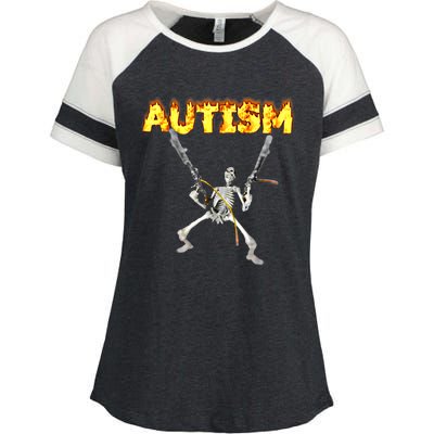 Autism Skeleton Meme Funny Gift Enza Ladies Jersey Colorblock Tee