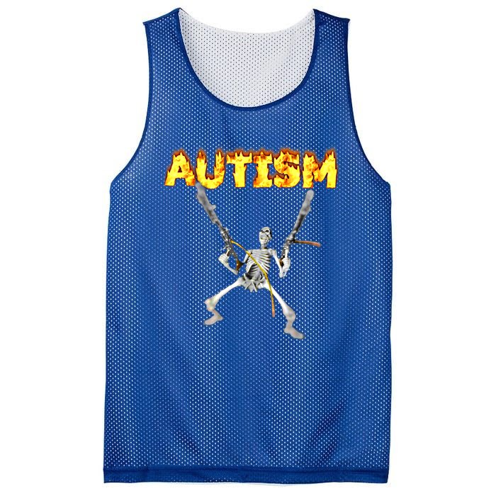 Autism Skeleton Meme Funny Gift Mesh Reversible Basketball Jersey Tank