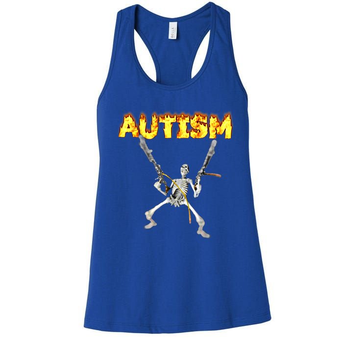 Autism Skeleton Meme Funny Gift Women's Racerback Tank