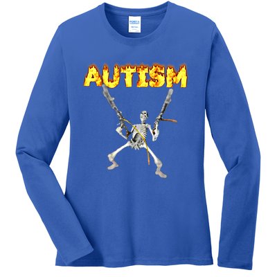 Autism Skeleton Meme Funny Gift Ladies Long Sleeve Shirt