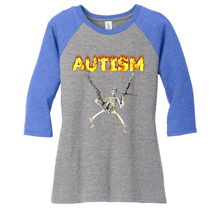 Autism Skeleton Meme Funny Gift Women's Tri-Blend 3/4-Sleeve Raglan Shirt