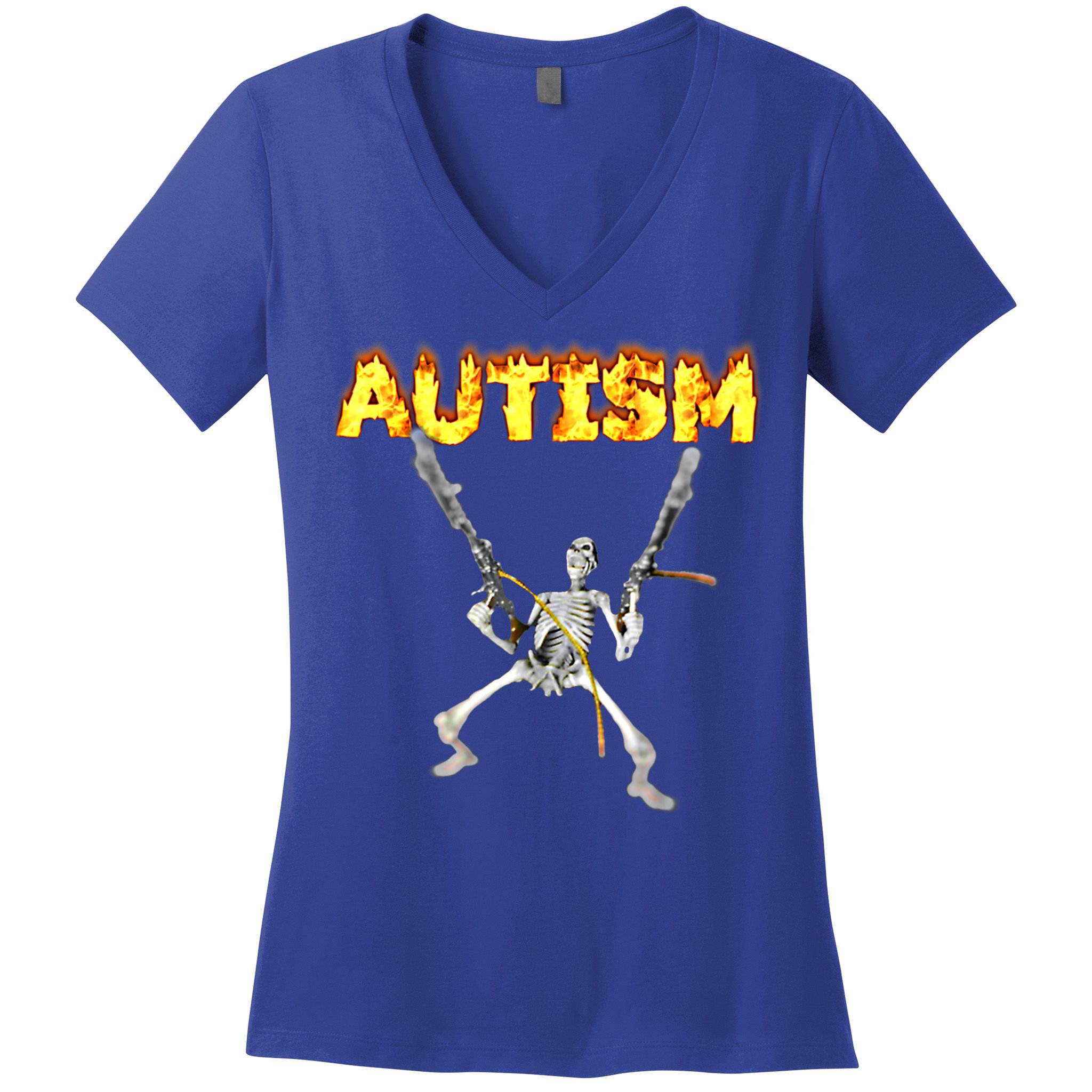 Autism Skeleton Meme Funny Gift Women's V-Neck T-Shirt
